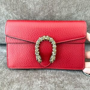 Authentic Gucci Dionysus Mini bag red leather crossbody silver chain